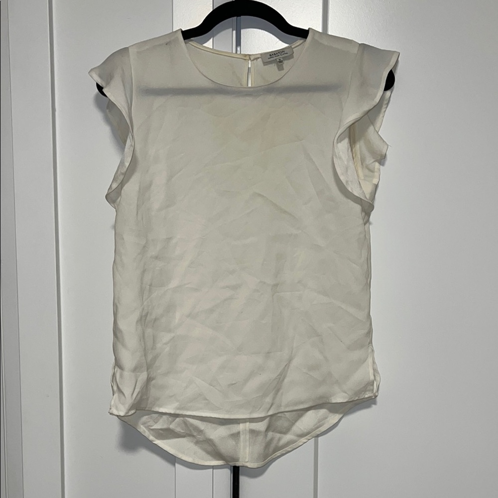 ARITZIA Babaton Flutter Sleeve Sleeveless Top - Ivory - Size XS